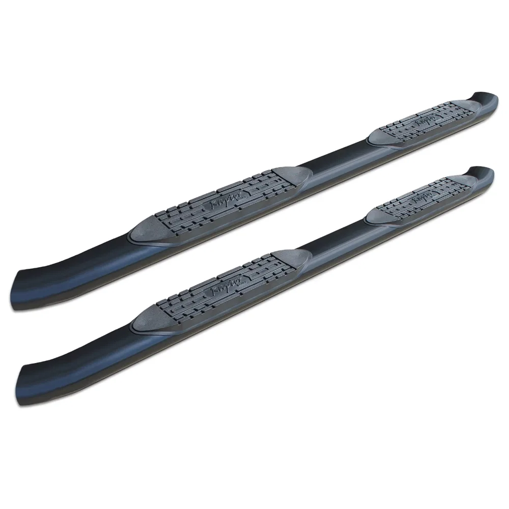 1602-0246B – RAPTOR Nerf Bar, With Step Pads 5 Inch Oval Curved Black E-Coated Steel With Welded End Caps Body/ Frame...